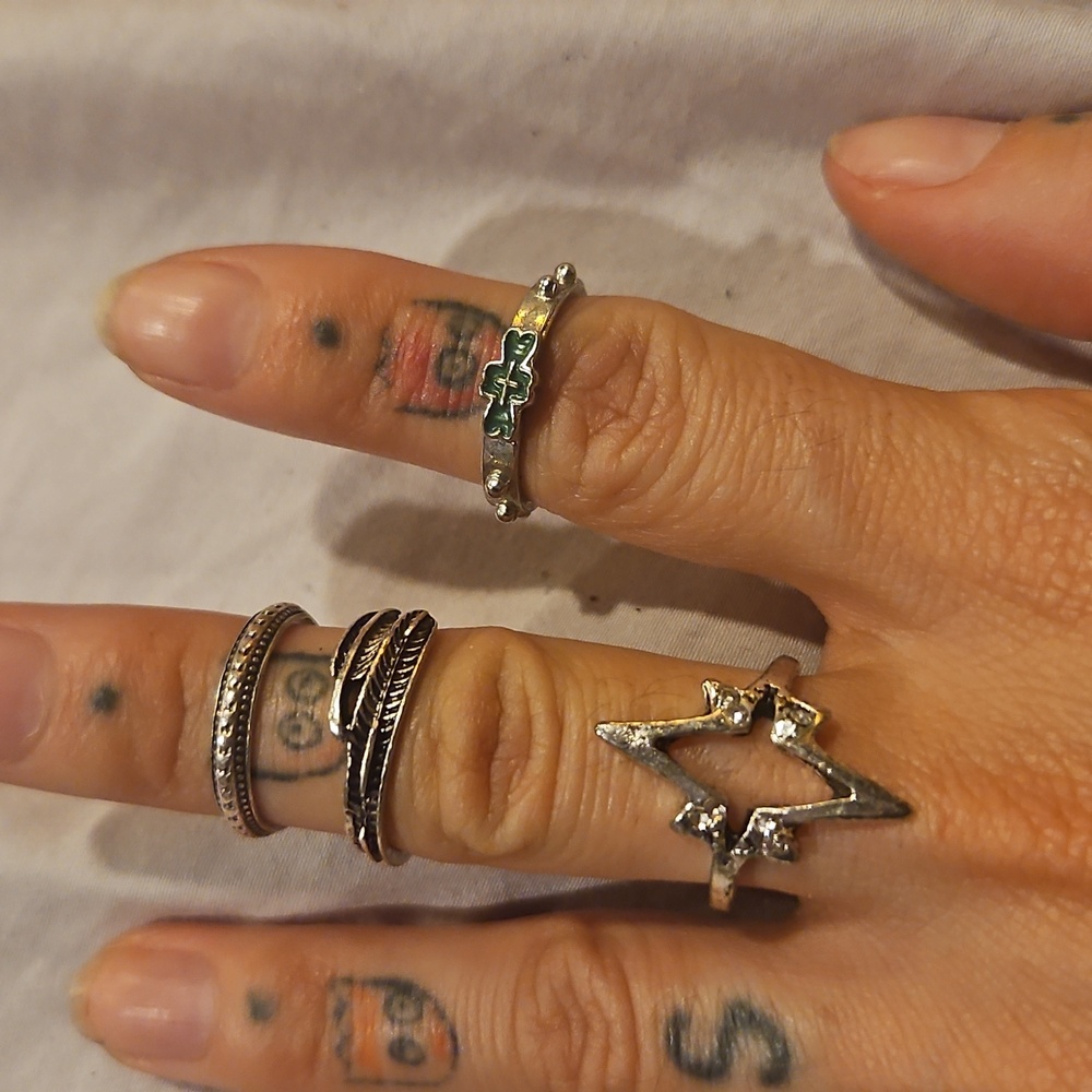 Collection Of Boho Steel Second Knuckle Rings